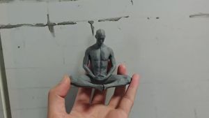 Modern Minimalist Geometric Polygon Seated Figure Sculpture Zen Meditation Desktop Decoration 3D Printed Art Home Decor