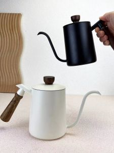 Hand-Poured Coffee Dripper Thickened 304 Stainless Steel Fine Neck Coffee Pot Ear-Hanging Long Spout for Home American Coffee