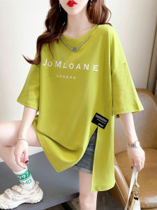 เสื้อยืดแขนสั้นผู้หญิง ทรงหลวม ทรงเข้ารูป ไซส์ใหญ่ ทรงยาวปานกลาง ไม่สมมาตร ฤดูร้อน 2025 เสื้อผ้าทำงานสไตล์เกาหลี