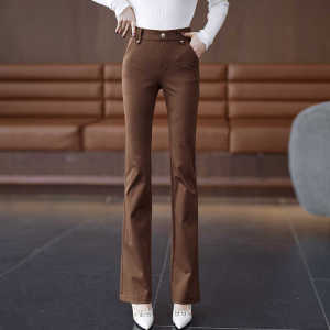 กางเกงขายาวทรงหลวมเอวสูงทรงเข้ารูปสำหรับผู้หญิง กางเกงขายาวทรงลำลองทรงเข้ารูปทรงขากระบอกเล็กฤดูใบไม้ผลิและฤดูใบไม้ร่วง