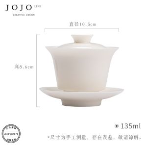 ZiQuanJian JOJOS L. PD. Purple Spring Gap Dehua Thin-walled White Porcelain Sancai Cover Bowl Gongfu Tea Set Tea Cup