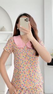 (BunnySky) Đồ bộ mặc nhà đồ bộ nữ thiết kế cổ xếp xinh vải lụa mềm mịn