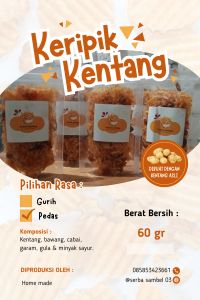 Kripik kentang balado kriuk pedas manis gurih 60 gram