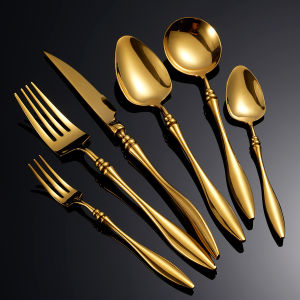 Forged Process 304 Stainless Steel Tableware Knife And Fork Spoon Tea Spoon Tea Fork Round Spoon High Grade Hotel Western-Style Tableware Steak Knife And Fork Spoon