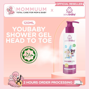 YOUBABY Shower Gel Head To Toe (120ml) - Natural Gentle Baby Wash with Cassia Senna Leaves | Sensitive Skin & Halal