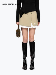ANN ANDELMAN | Irregular Hem Split Faux Two-piece Skirt Umbrella Cut Mid Waist