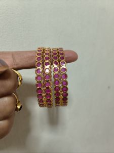 SG Ready stock -Aadi sale - storewide Gold Finish Stone Bangles (2.4 size only - 2 bangles)White Ruby Green Ruby & Green stones Black stones