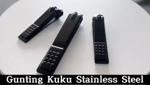 GUNTING KUKU STAINLESS STEEL HITAM DOFF SUDUT MIRING LANCIP TAJAM