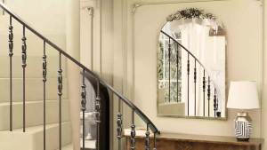 WISFOR Vintage Baroque Arched Brass Mirror Metal Frame for Living Room Bathroom Fireplace Decorative Accent Wall Mirror