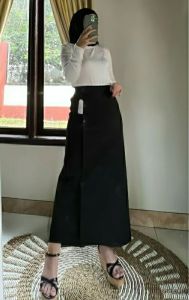 Rok Luna Skirt / Rok Wanita Panjang Katun Twill Combet / Rok Semi A Line