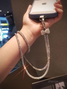 สร้อยคอโทรศัพท์มือถือแบบยาวประดับโบว์ผีเสื้อประดับเพชรเทียม สร้อยข้อมือแฟชั่น หัวเข็มขัดแข็งแรง สำหรับผู้ชายและผู้หญิง