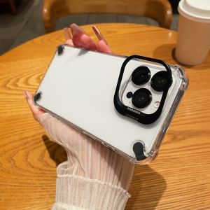 Metal Lens Bracket Transparent Magnetic Absorption Mobile Phone Case for iPhone 16 pro Max 15 pro Creative Quad Corner Airbag Anti-Fall