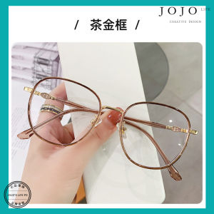 JOJOs L PD.Status Anti-blue Light Radiation Plain Face Frame Slimming Trendy Flat Top Glasses Military Style for Women