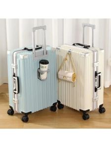 Multi-Functional Aluminum Frame Luggage Bag 20/24 Inch Silent Travel Suitcase Womens Air Asia Check-In Bag Wheel Spinner