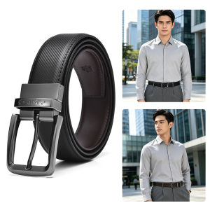 MENSPE Men Belts Double Color Leather Belt Second-layer Cowhide Leather Pin Buckle Belt 120cm Adjustable Length Men Belt with Classic Buckle Vintage Jeans Belt