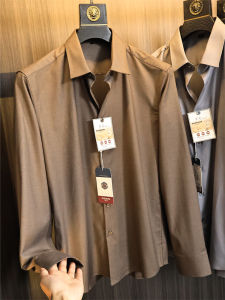 Elegant Wool Blend Long Sleeve Mens Business Shirt Soft Skin-friendly Warm Autumn High-end Fashion Casual Standard Fit