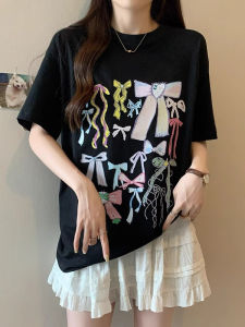 Korean Style Short Sleeve T-Shirt Womens Summer New plus Size Slimming Unique Creative Print Cotton Casual Top