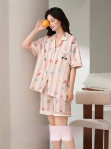 MiiOW | Pure Cotton Summer Sleepwear Womens Soft Breathable Short Sleeve Shorts Sweet Home Clothes Set MiiOW Cat Person Brand