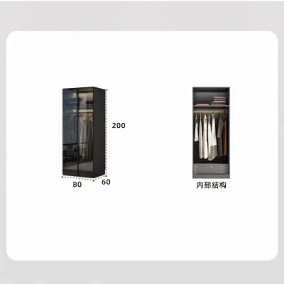 Full Height Modern Glass Door Wardrobe