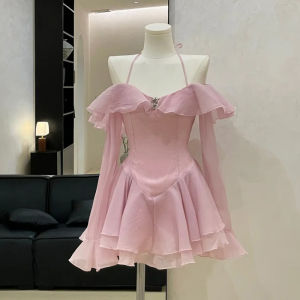 Elegant Off-Shoulder Ruffled Dress Slimming