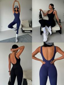 Akiyo Studio Women's Yoga Suit Sports One-Piece Fitness Bodysuit Naked Sensation Back Beauty Peach Butt Tightening Design