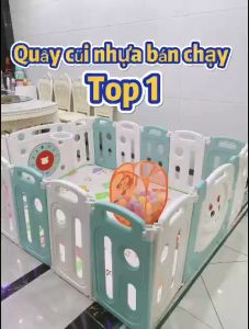 Quây cũi nhựa Little Sheep gấp gọn TẶNG 100 BÓNG + THẢM + VÒNG BỎNG RỔ mẫu gấp gọn mới nhất siêu rẻ