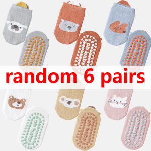 1/3/6 Pairs Kids Cotton Socks Sets for Baby Boys Girls Non-slip Cute Cartoon Animal Patterned Comfy Breathable Baby Floor Socks