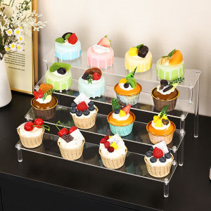 1pc Multifunctional Acrylic Transparent Stepped Cake Stand Paper Cup Cake Dessert Display Stand Suitable for Parties
