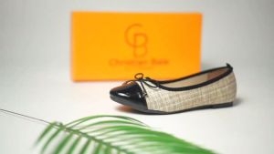 Christian Bale Bela Flatshoes Sepatu Wanita Sepatu Hitam Cewek Balet Women Shoes Motif Kanvas