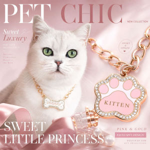 Pet drip full diamond metal necklace bow cat cat paw letter pendant bone puppy collar