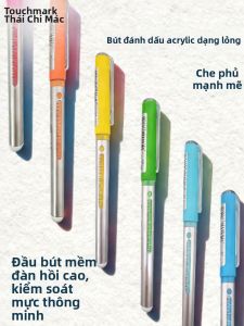 Touch mark | Straight Liquid Felt Tip Markers Replacable Flexible Nib Black Red White Single Color Non-bleeding Stacking Watercolor Highlighter Liner Marker Pen