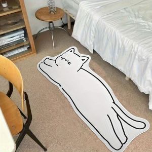 VIKAMA Adorable Cartoon Cat Rug Irregular Shape Soft Non-Slip Floor Mat Living Room Childrens Bedroom Bedside Rug Home Decor