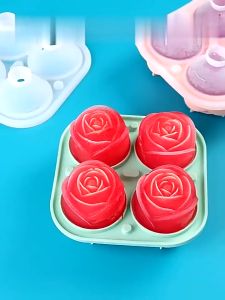 1PC Rose Shaped Silicone Flower Ice Cube TrayTray Mold  Coffee Milk Tea Silicone Bear Ice Maker Container 3D Silicone Mold
