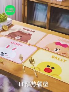 100% Authentic Line Friends Placemat PP Material Mats Anti-scalding Coasters Washable Waterproof Oil-proof Tablecloth Childrens Anti-slip Birthday Gift BROWN CONY SALLY CHOCO LFB63