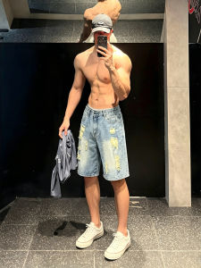 ZHUOCAN | Quần Short Jeans Suông Mùa Hè Màu Xanh Phá Cách
