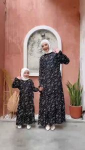 Gamis Couple Ibu dan Anak Elegant Trendy Bahan Kain Rayon Premium.