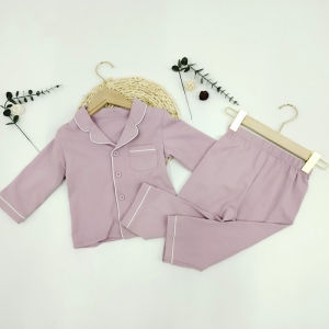Spring Autumn Pure Cotton Long Sleeve Childrens Sleepwear Set Boys Girls Home Clothes Two Piece Set Korean Style Warm Home Clothes