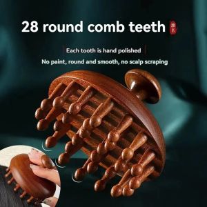 Lược Massage đàn hương NẠO VÉT kinh tuyến và Lược mát xa da đầu gỗ Lược Massage kinh tuyến lược bí Đầu xoa bóp thư giãn sâu chăm sóc tóc da đầu