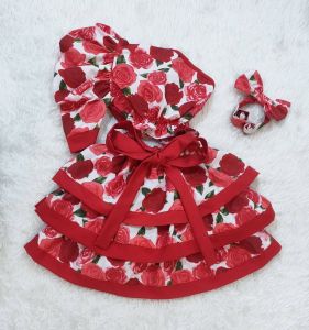 ชุดลายดอก ชุดทองกวาวเด็ก แถมโบว์ผูกผม