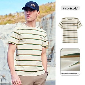 Jeep | Jeep American Retro Cotton T-Shirt Round Neck Striped Short Sleeve Loose Fit Men Women Summer Breathable Sweat Absorbent Casual Top