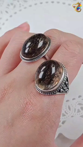 Collection Grade Black Gold Super 7 Full S925 Silver Adjustable Rings (2 Types to Choose)