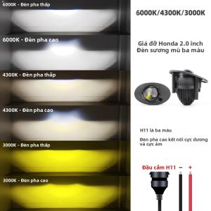 Đèn Sương Mù Mini Bi-LED H11 Đa Năng 3 Màu Trắng Vàng Trắng Ấm Chiếu Xa/gần Có Thấu Kính Projector
