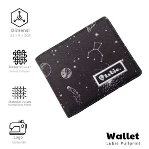 Lubie Dompet Lipat Pria Kanvas Poliester Monochrom