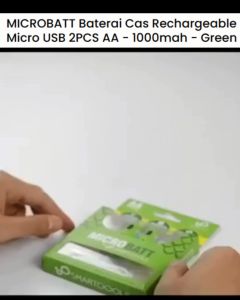 MICROBATT Baterai Cas Rechargeable Micro USB 2PCS AA - 1000mah - Green