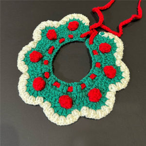 Cute Cat Bow Collar Wool Crocheted Christmas Cats Bowtie Collar Bow Tie Pet Bib for Indoor Cats Kitten and Small Dogs Puppies