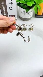 4 Pcs Strong Neodymium Magnetic Hook Hold Up To 34kg 5Pounds Diameter 20mm Magnets Quick Hook For Home Kitchen Workplace