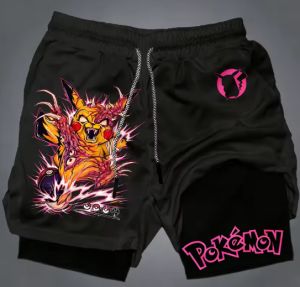 Bandai | Poké mon Elf Series Pikachu X Venom Style Double Shorts 2026 Summer Fashion Mens Breathable Loose Sweaters