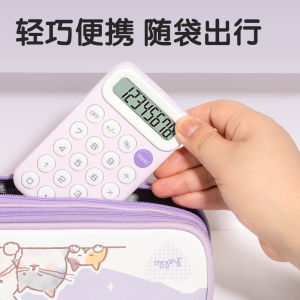 Mini Portable Calculator Deli TE10 Macaron Color Handheld Design Small Size Student Clear Display LED Screen Button Battery