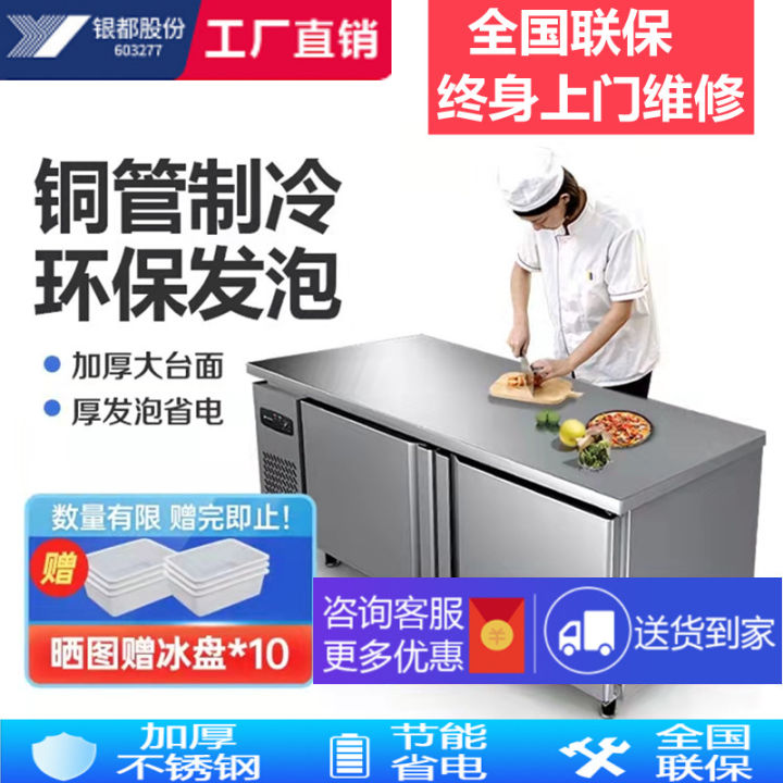 Yindu Console Freezer Commercial Freezer Kitchen Milk Tea Refrigerated