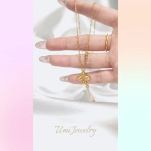 สร้อยคอผู้หญิงโคลเวอร์สี่ใบ ชุบทอง 18K ประดับเพชร CZ สไตล์เกาหลีแบบหรู 2025